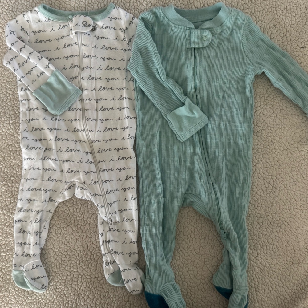 Cloud Island Kids One Piece Footies - White and blue